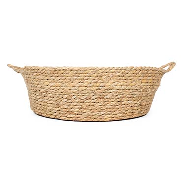 Laguna seagrass cat basket & cushion beige/white - Facing