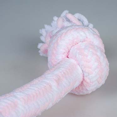 Puppy soft touw met 2 knopen roze/wit - Detail 1