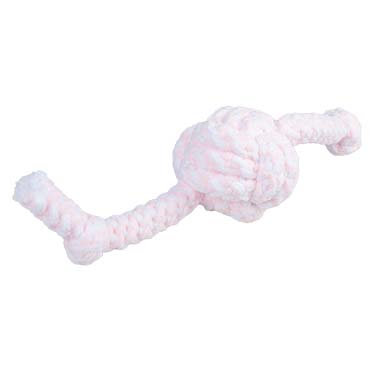 Puppy soft touwbal met 2 knopen roze/wit - Product shot