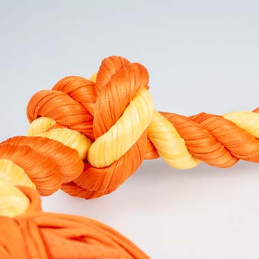Sweater touw met 4 knopen oranje/geel - Detail 1