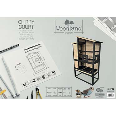 Woodland design volière chirpy court houtkleurig - Verpakkingsbeeld