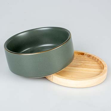 Feeding bowl stone timber dark green - Detail 2