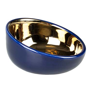 Feeding bowl stone obliq gold blue/gold - <Product shot>