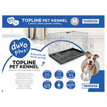 Topline dog crate 2 doors plastic tray light grey - <Product shot>