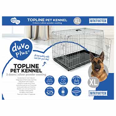 Topline dog crate 2 doors plastic tray light grey - <Product shot>