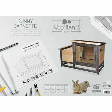Woodland Design konijnenverblijf Bunny Barnet Houtkleurig - Verpakkingsbeeld
