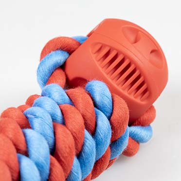 Rubrop haltertouw met 2 ballen Rood - Detail 1