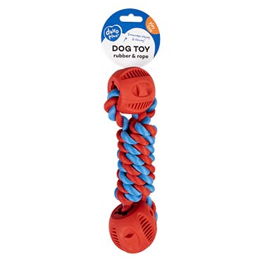Rubrop haltertouw met 2 ballen Rood - Verpakkingsbeeld