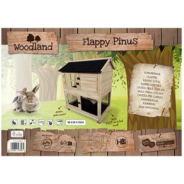 Woodland konijnenhok met wielen Flappy pinus Houtkleurig - Verpakkingsbeeld
