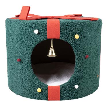 Xmas kattenhuis cadeau Groen/rood - Facing
