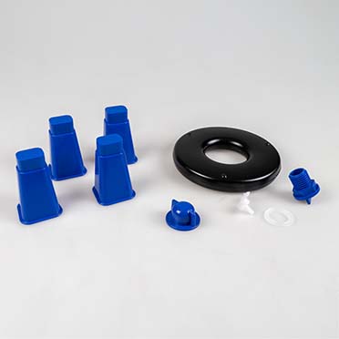 Drinkemmer met handvat & pootjes Blauw/wit - Detail 3