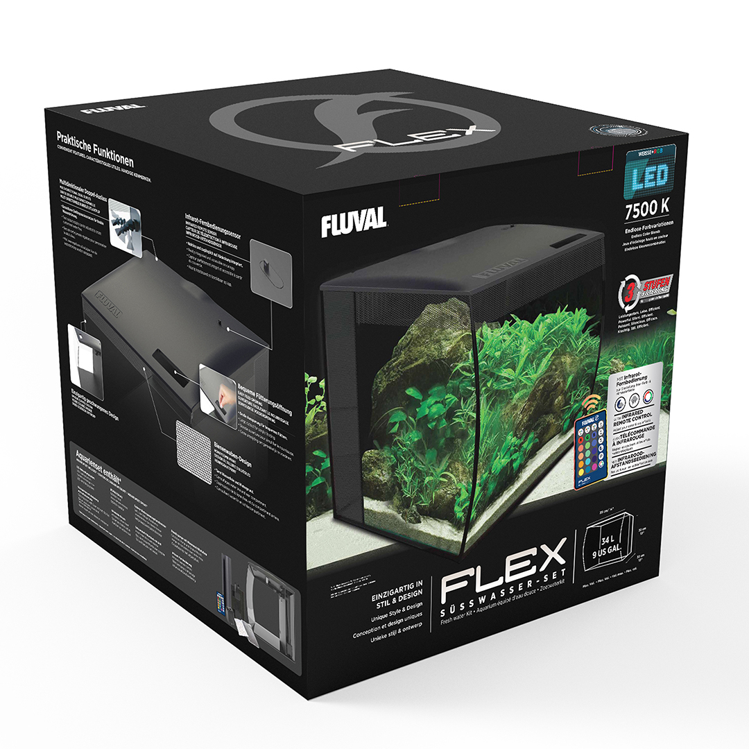 Fluval flex aquarium zoetwaterkit zwart - Verpakkingsbeeld