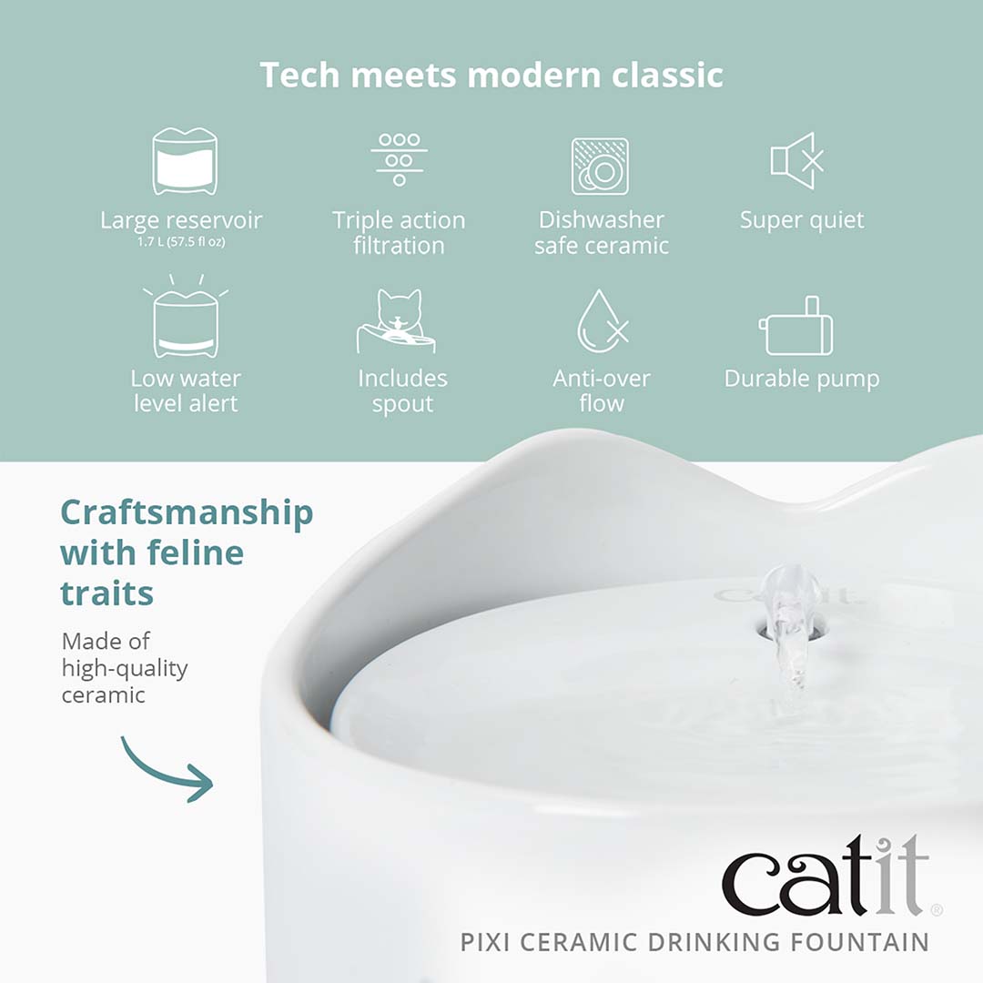 CA Pixi keramische drinkfontein Wit - Detail 3