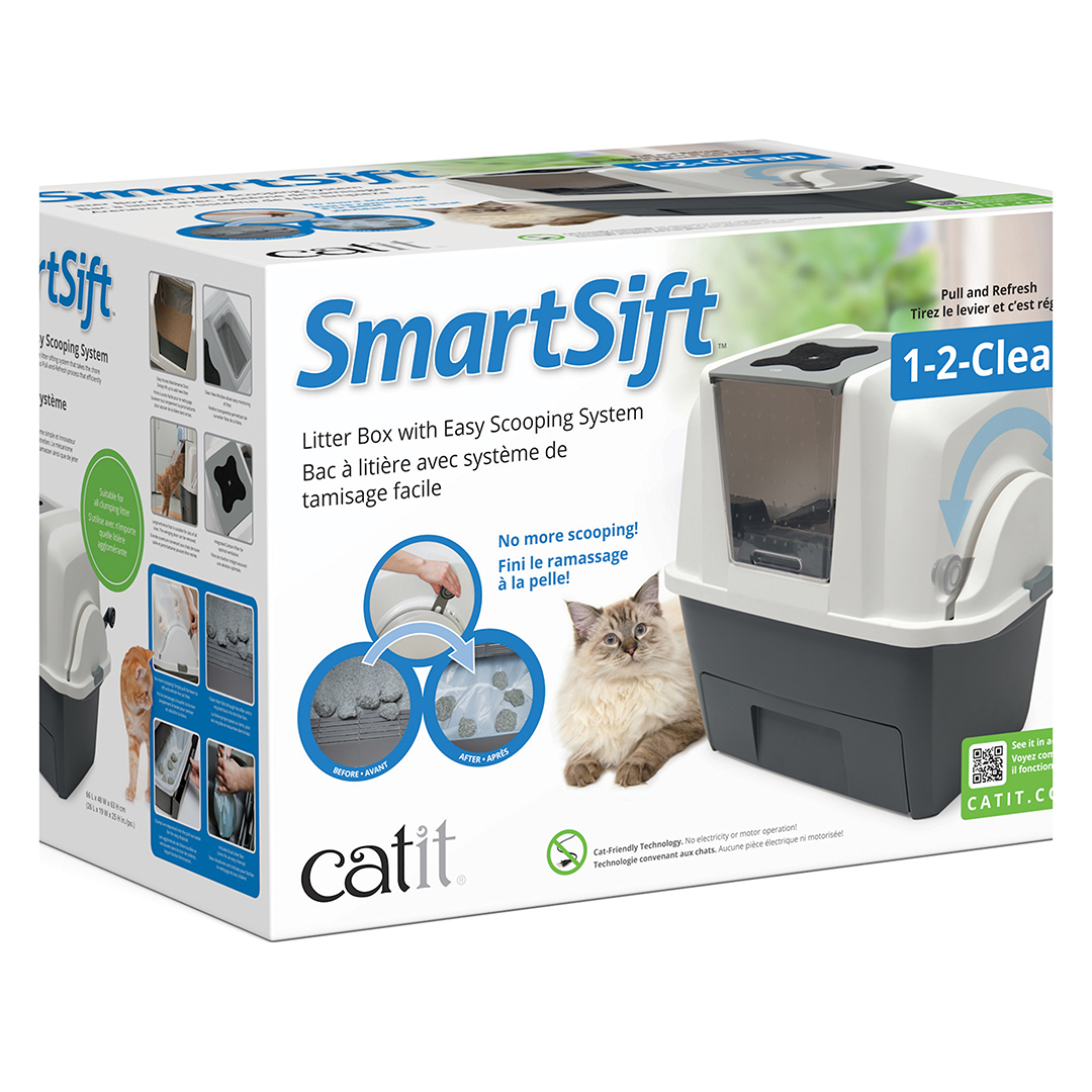 CA SMART SIFT KATTENTOILET INCL 4 AFVALZAKKEN antraciet/wit - Verpakkingsbeeld