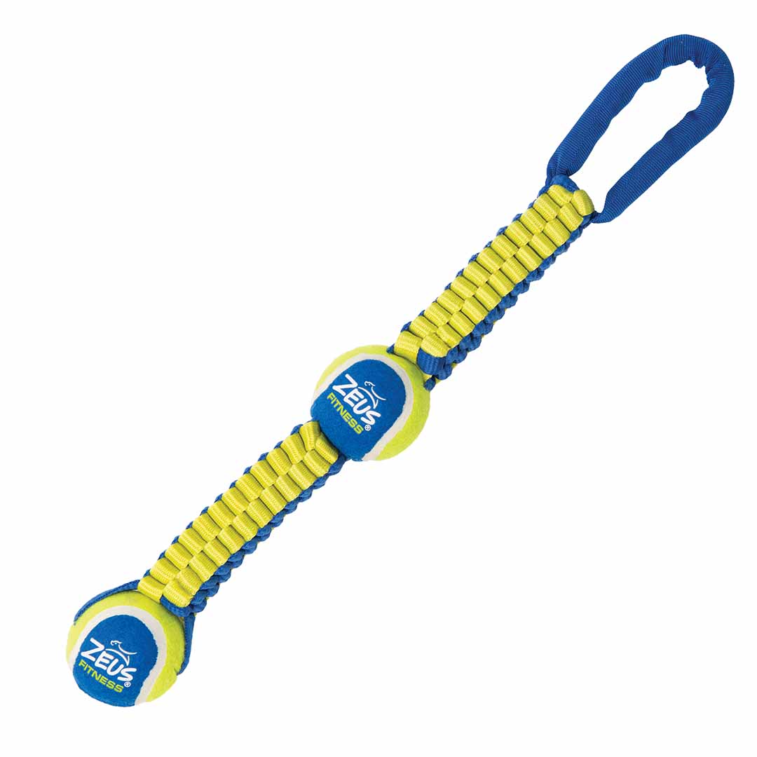 Zs fitness t-ball dbl. tug w. 2 balls blue/yellow - Product shot