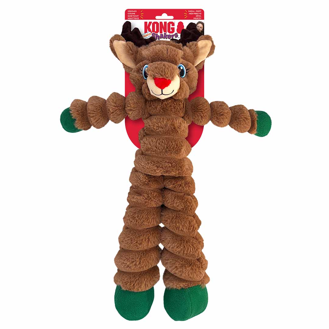 Kong holiday shakers crumples reindeer brun - Product shot