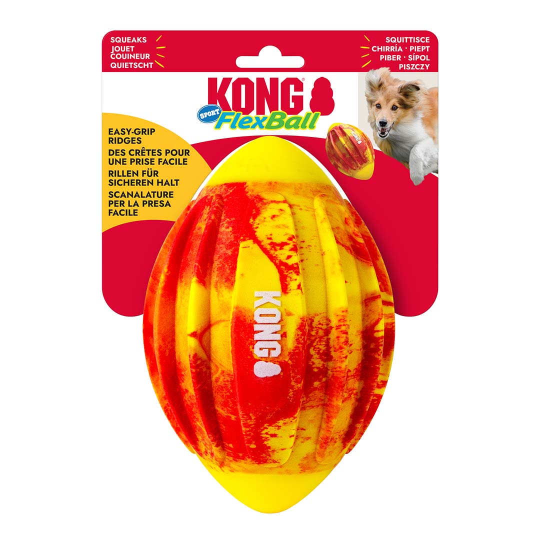 KONG Flexball Sport Football Geel/rood - Verpakkingsbeeld