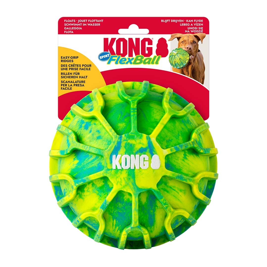 KONG Flexball Sport Ball Groen/geel - Verpakkingsbeeld