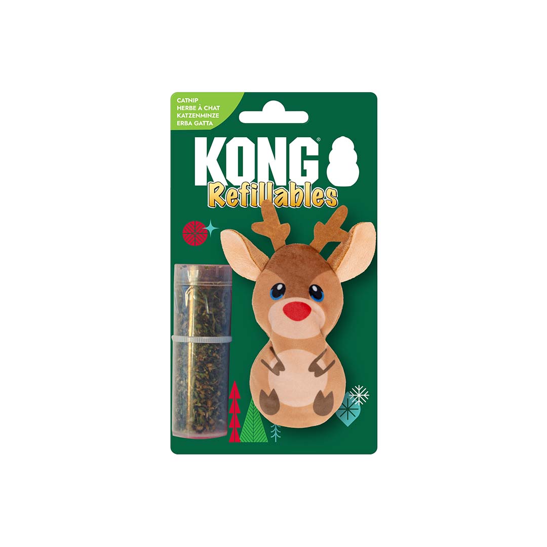 KONG Holiday Cat Refillables Reindeer Bruin - Verpakkingsbeeld