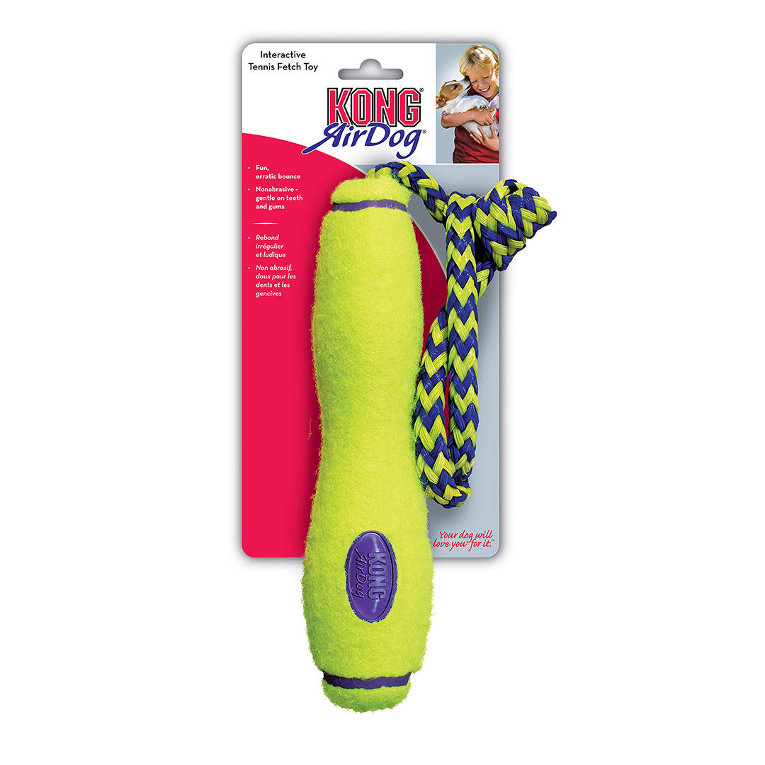 Kong air fetch stick + rope yellow - <Product shot>