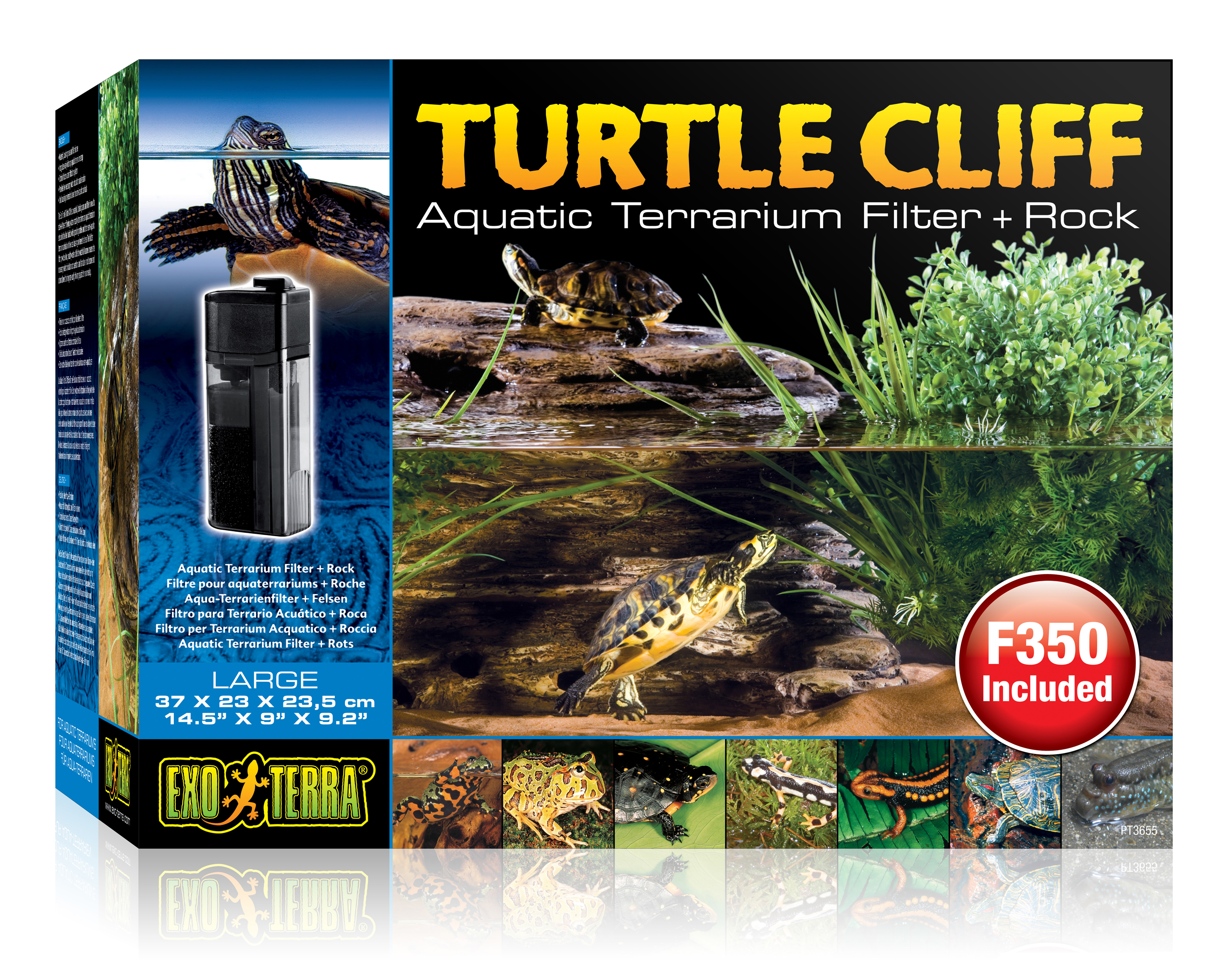 Ex turtle cliff terrarium met filter + rots - <Product shot>