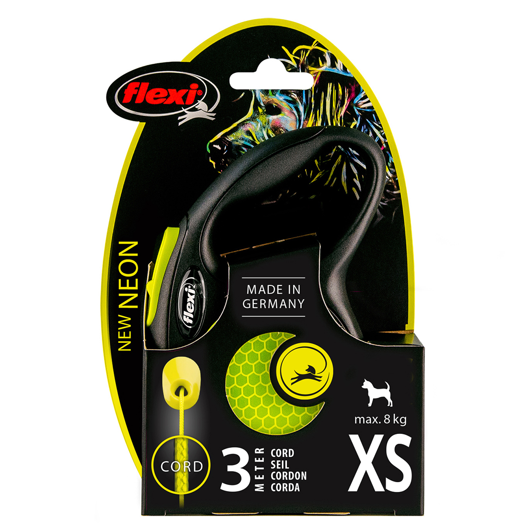 Flexi new neon cord black/neon yellow - Verpakkingsbeeld