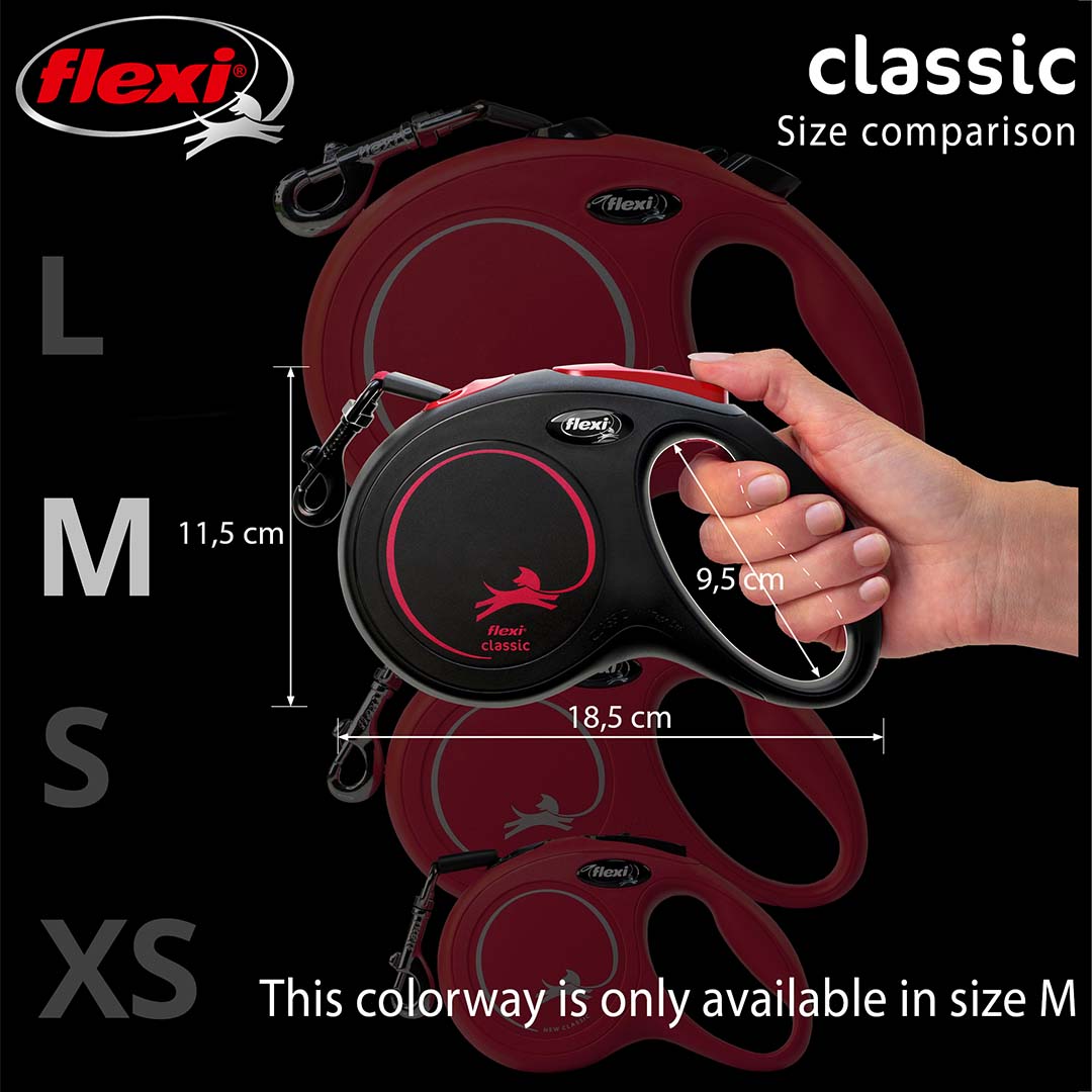 Flexi New Classic Tape Black Fire Negro/rojo - Technische tekening