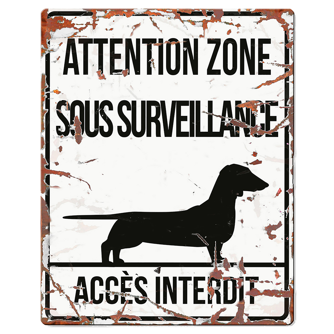 Warning sign square dachshund f wit - Product shot