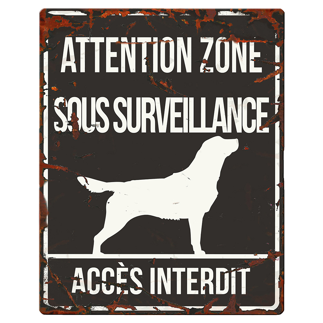 Warning sign square retriever f black - Product shot