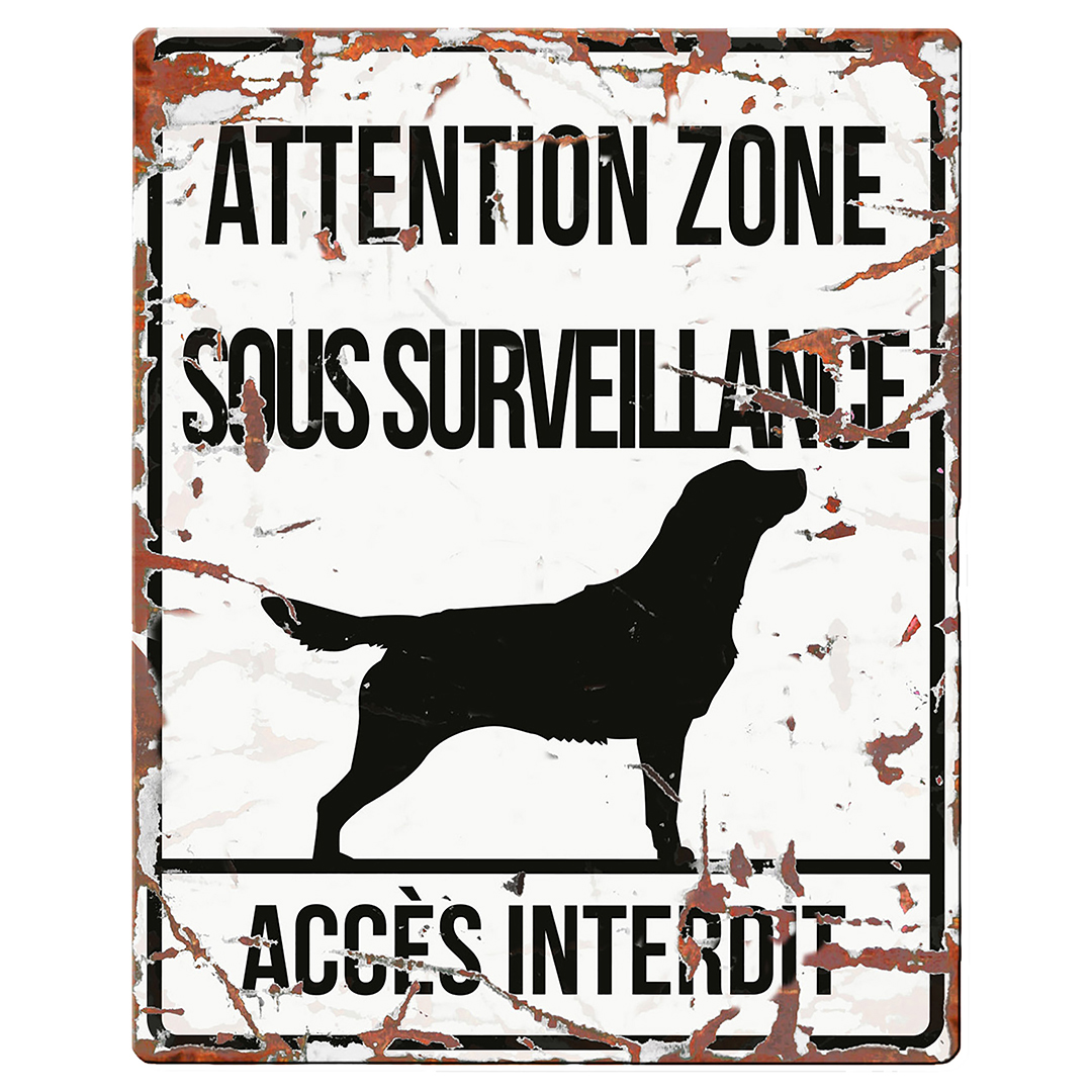 Warning sign square retriever f white - Product shot
