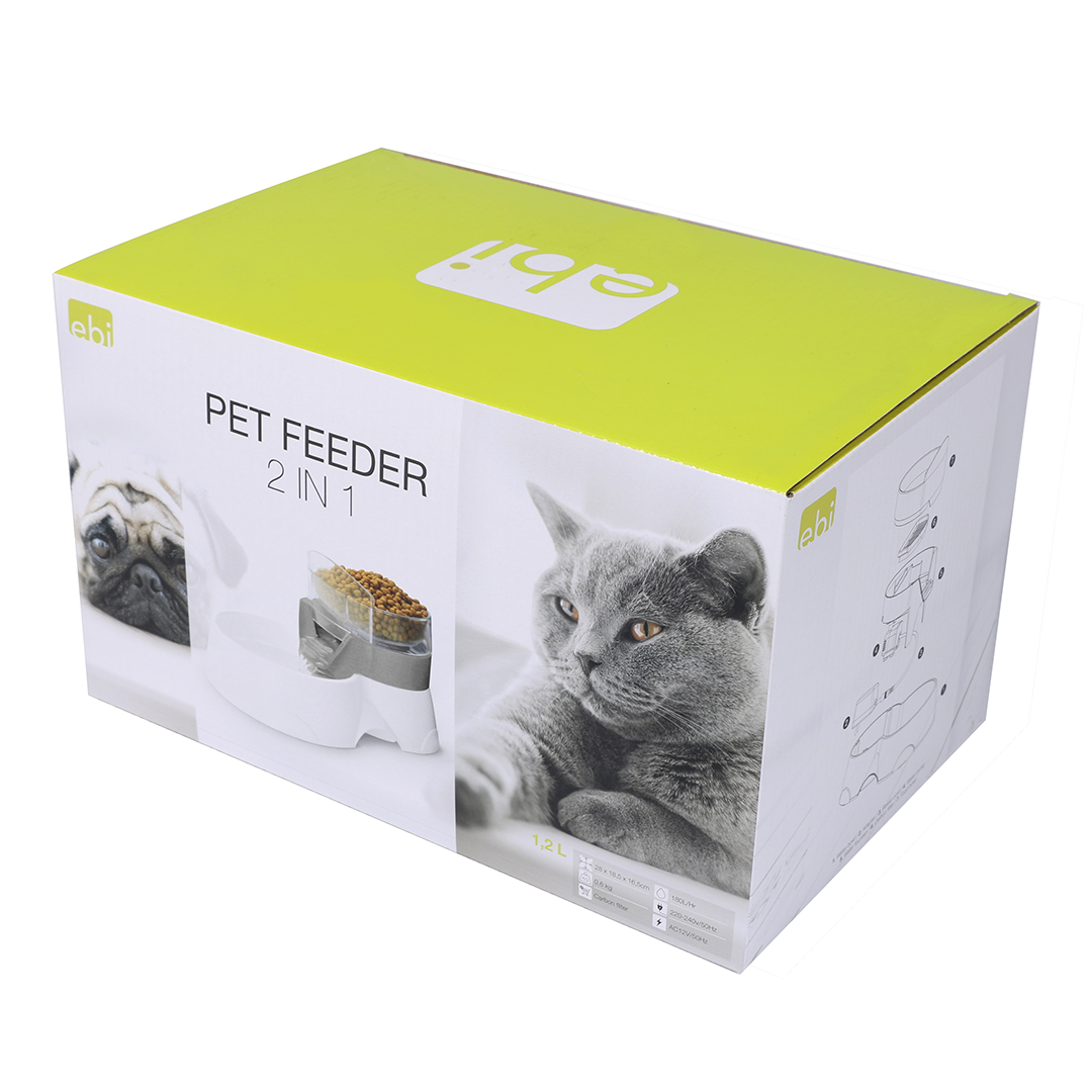 Pet feeder 2in1 grey - Verpakkingsbeeld