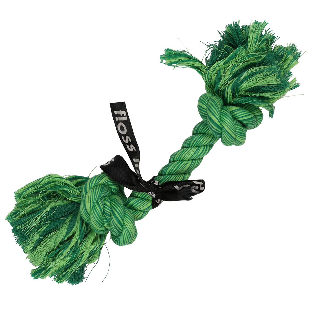 'do you even floss dawg' playing rope 2 knots green - <Product shot>