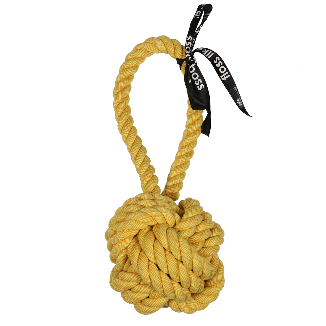 'are you knots' ball with loop yellow - <Product shot>