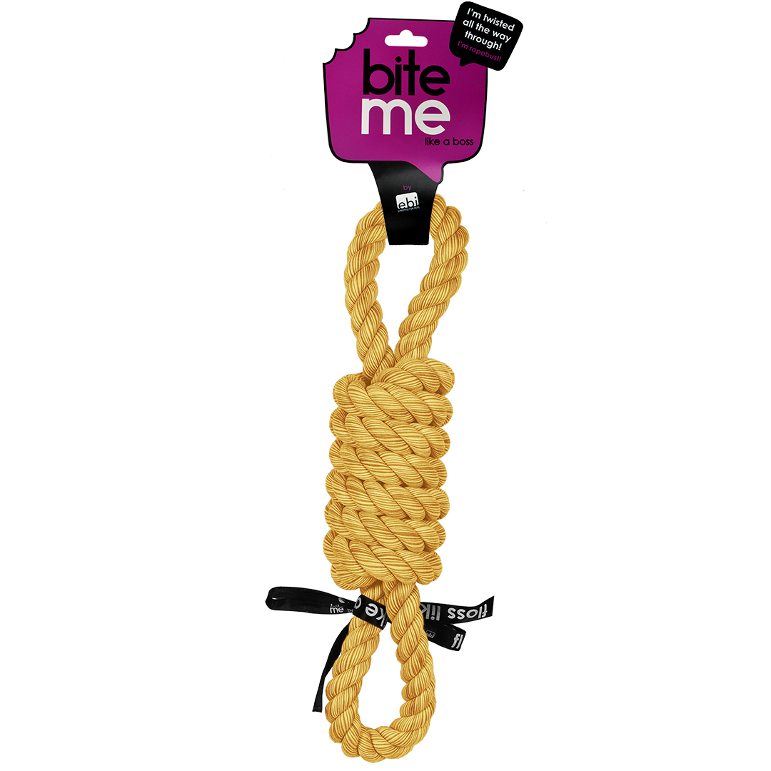'tug life' playing rope 2 loops yellow - Verpakkingsbeeld