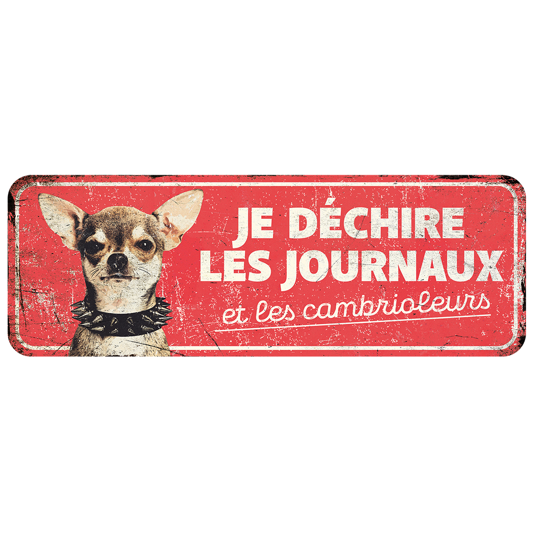 Panneau d'avertissement chihuahua fr rouge - Product shot