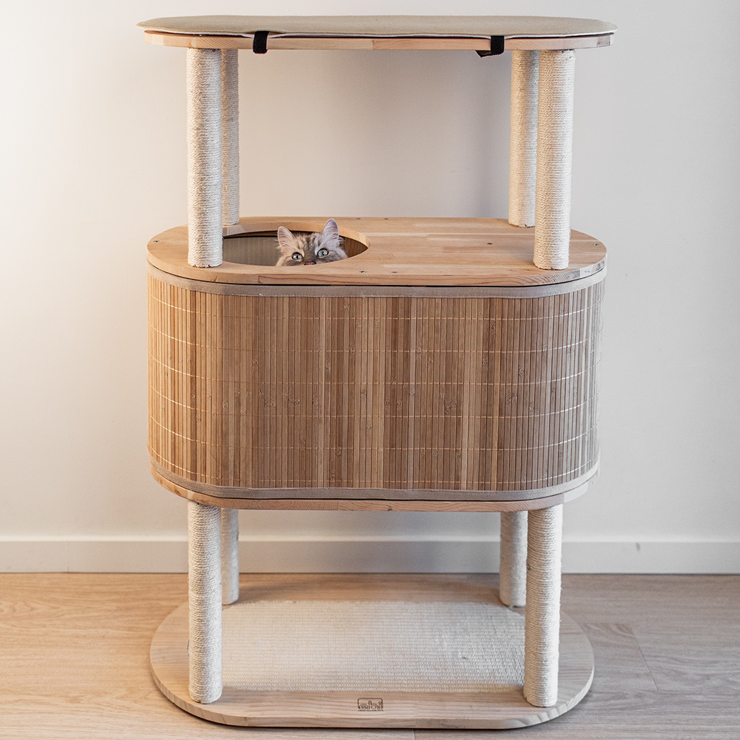 Cat tree Bamboo Tori 113 beige - Sceneshot