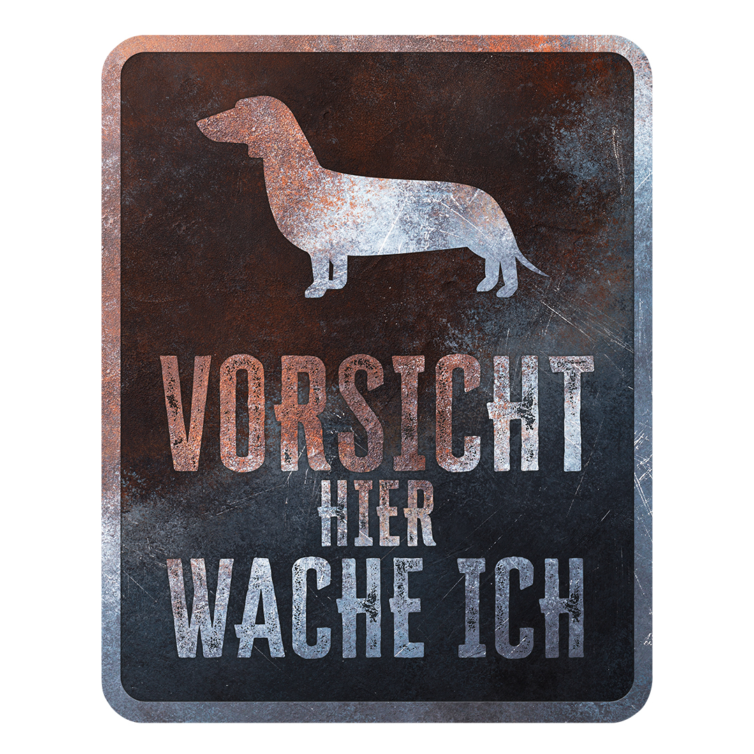 Warning sign dachshund german multicolour - Product shot