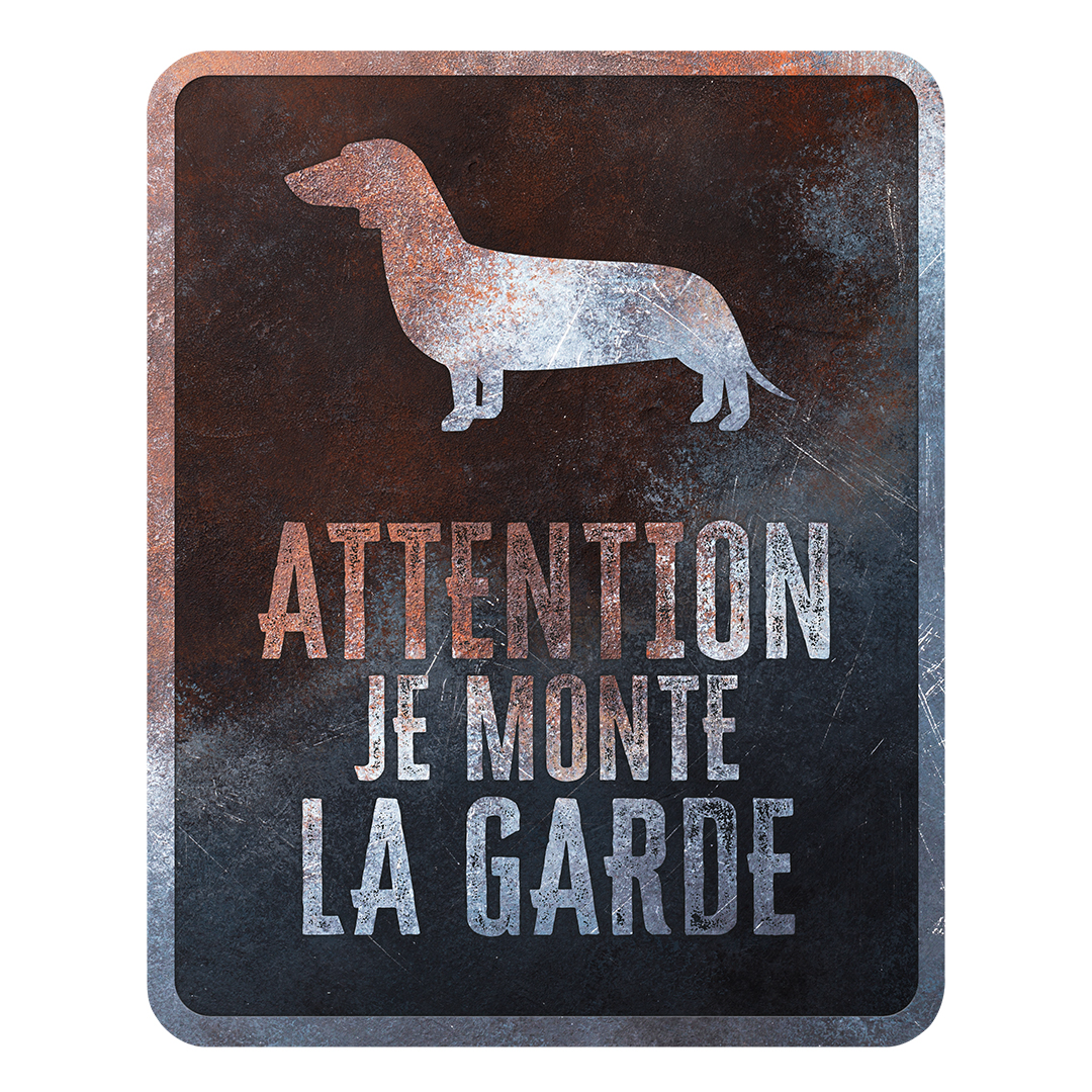 Warning sign dachshund french multicolour - Product shot