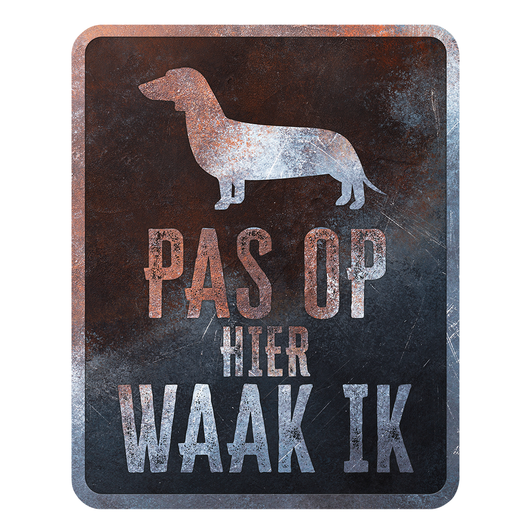 Waarschuwingsbord dachshund nederlands meerkleurig - Product shot