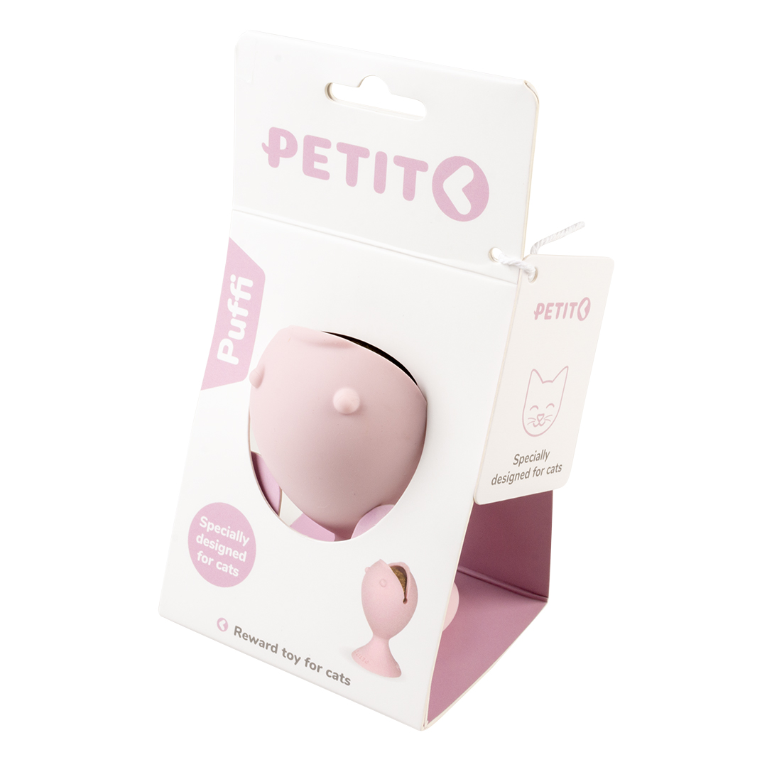 Petit puffi snack toy with catnip ball pink - Verpakkingsbeeld
