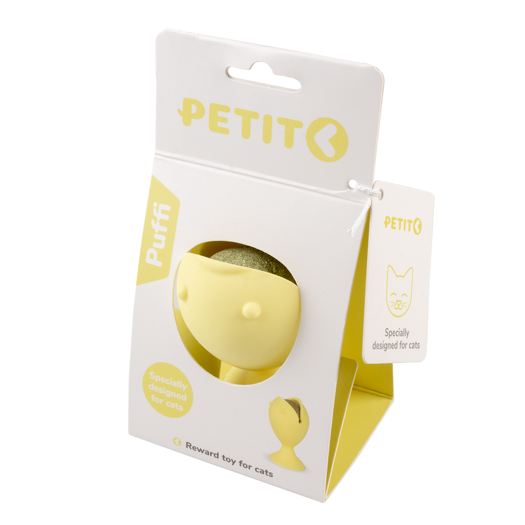 Petit puffi knabberspielzeug mit katzenminzeball gelb - Verpakkingsbeeld