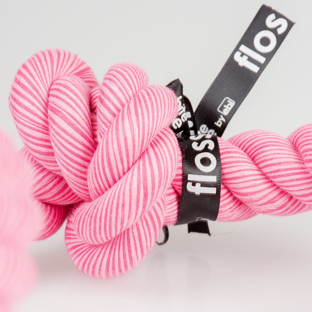 'floss' playing rope 5 knots pink - Detail 1