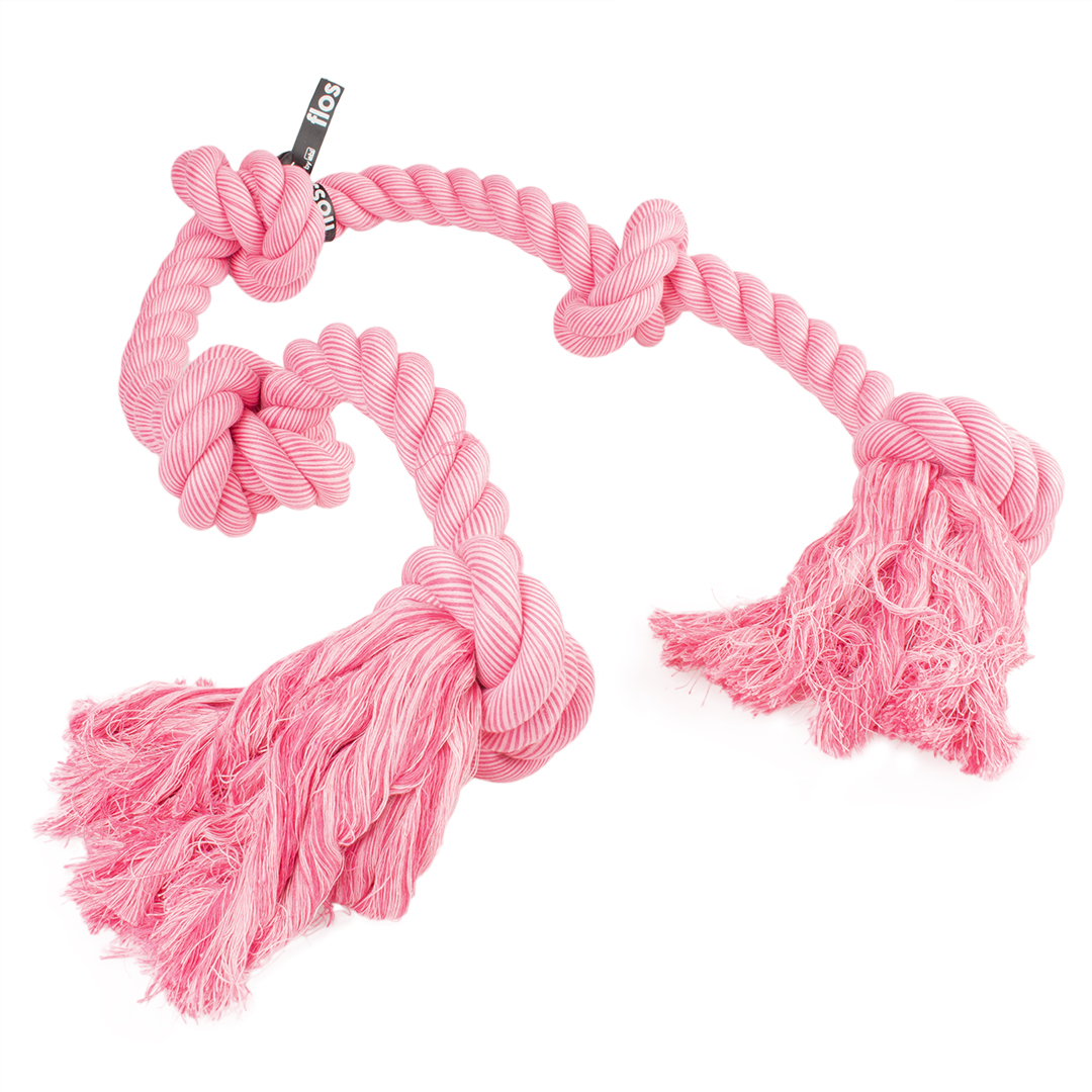 'floss' playing rope 5 knots pink - Product shot