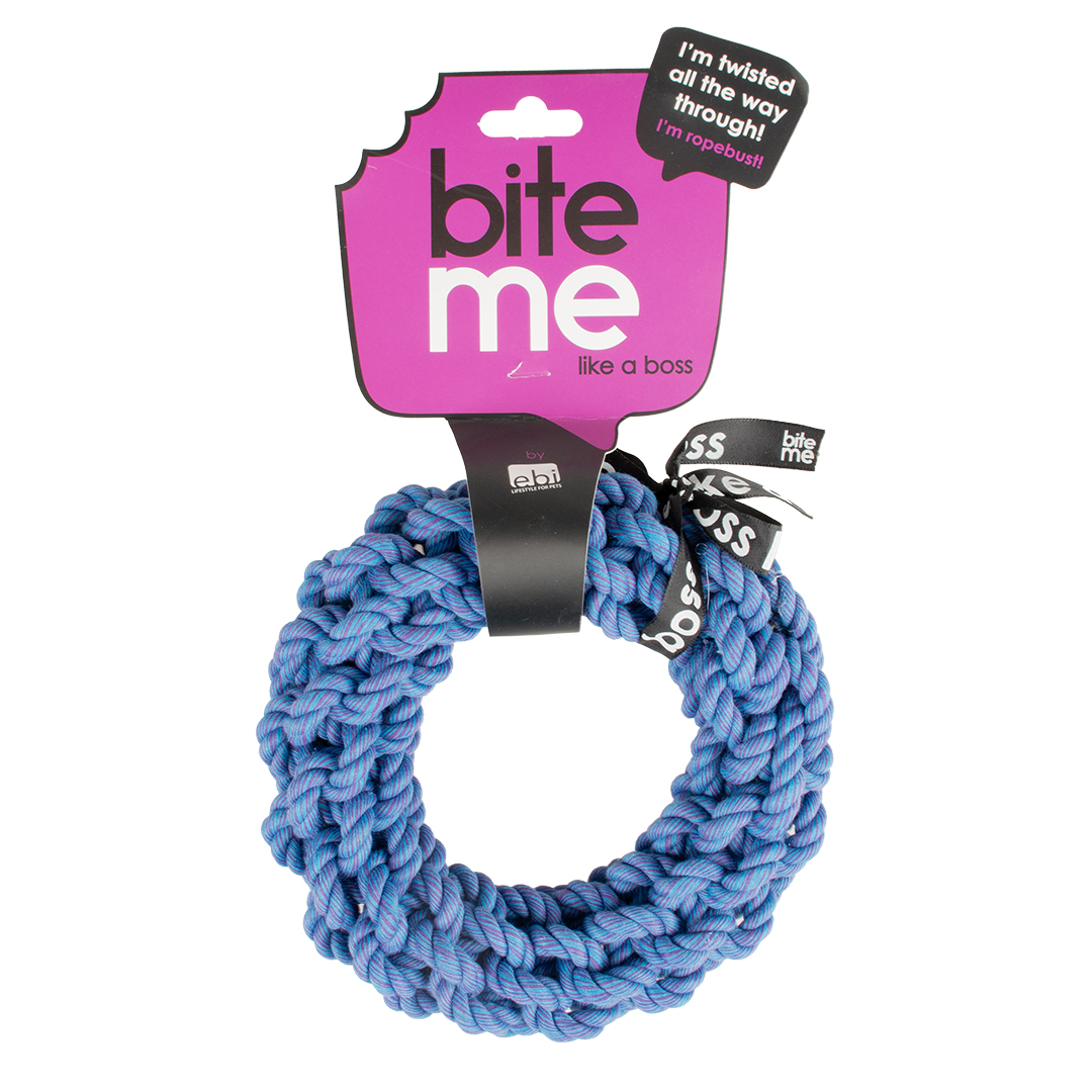 'da-chain' braided ring blue - Facing