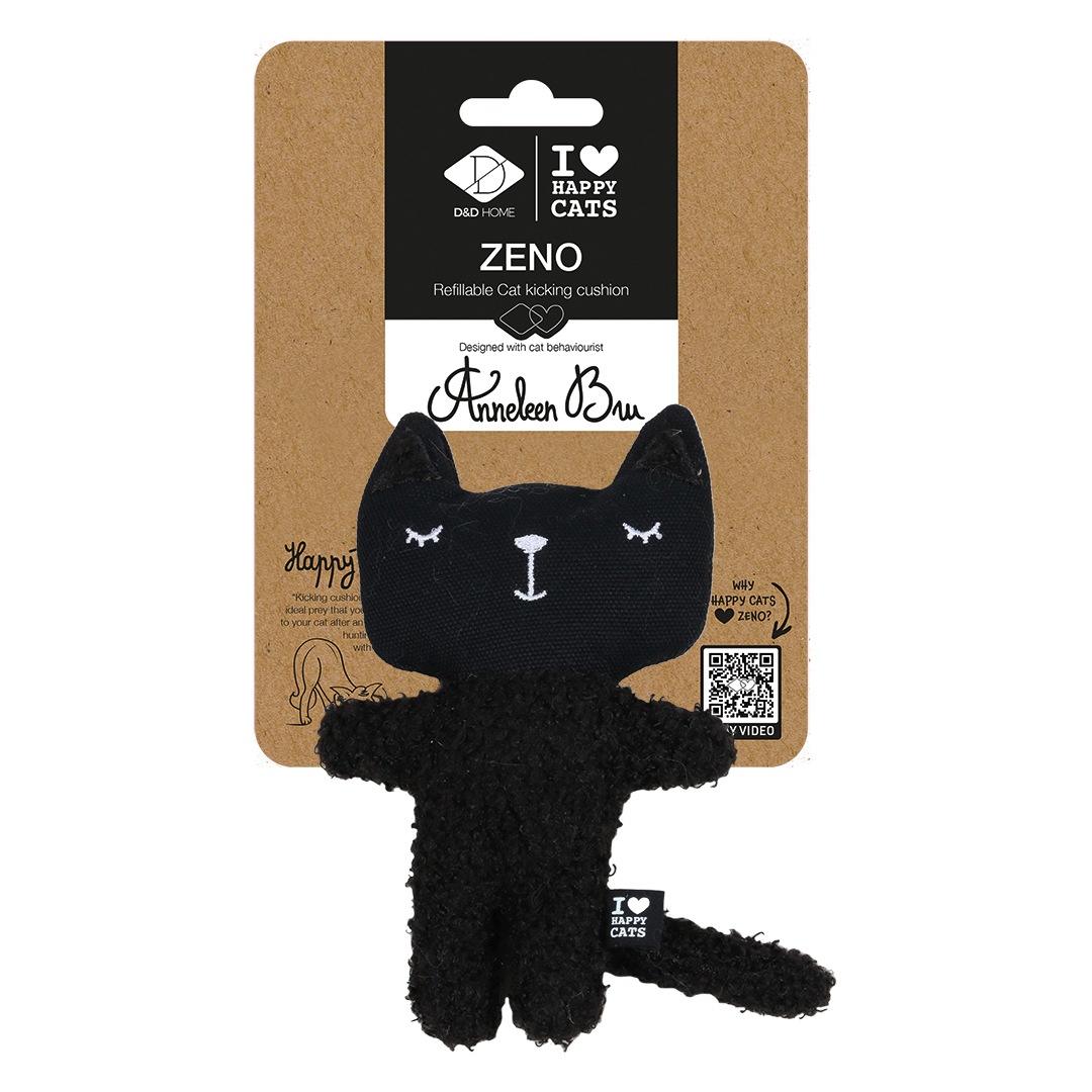 Zeno — coussin de frappe à remplissage multiple pour chats noir - Verpakkingsbeeld