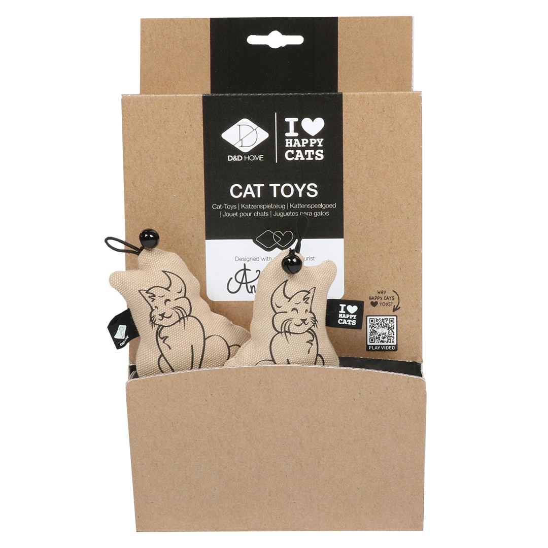 Sitting happy cat — jouet pour chat avec clochette beige - Verpakkingsbeeld