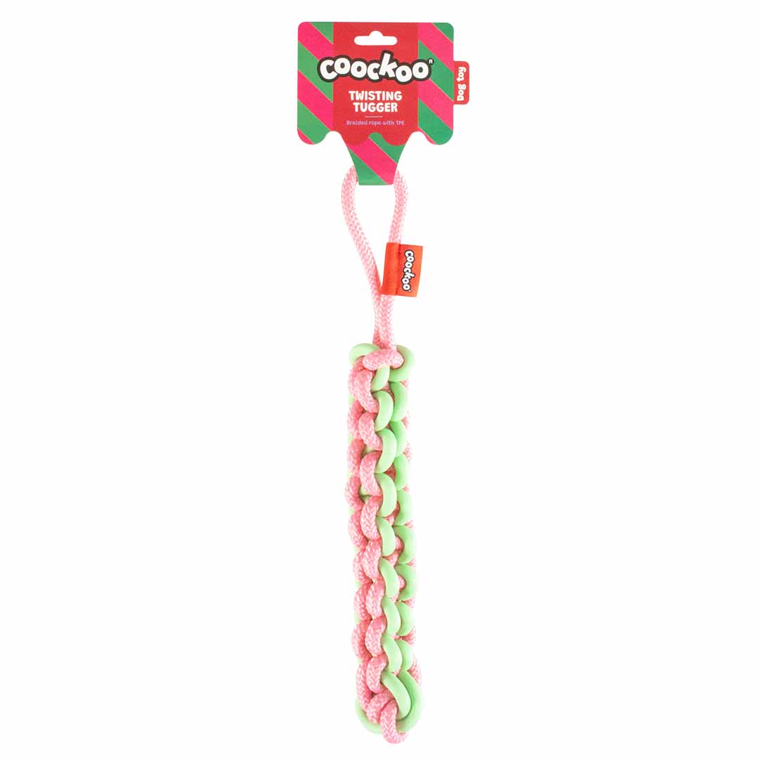 Jouet pour chien twisting tugger vert/rose - Verpakkingsbeeld