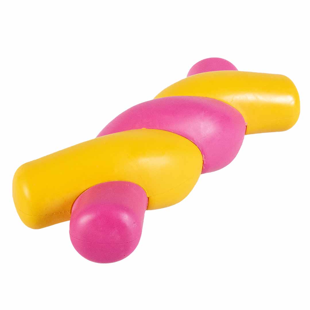 Dog toy twisted s'mores yellow/pink - Product shot