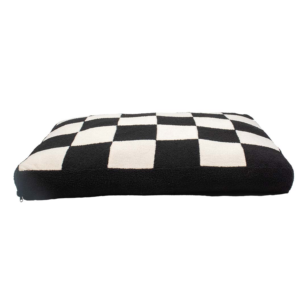 Dog cushion COZY BLOCK Black/white - Facing