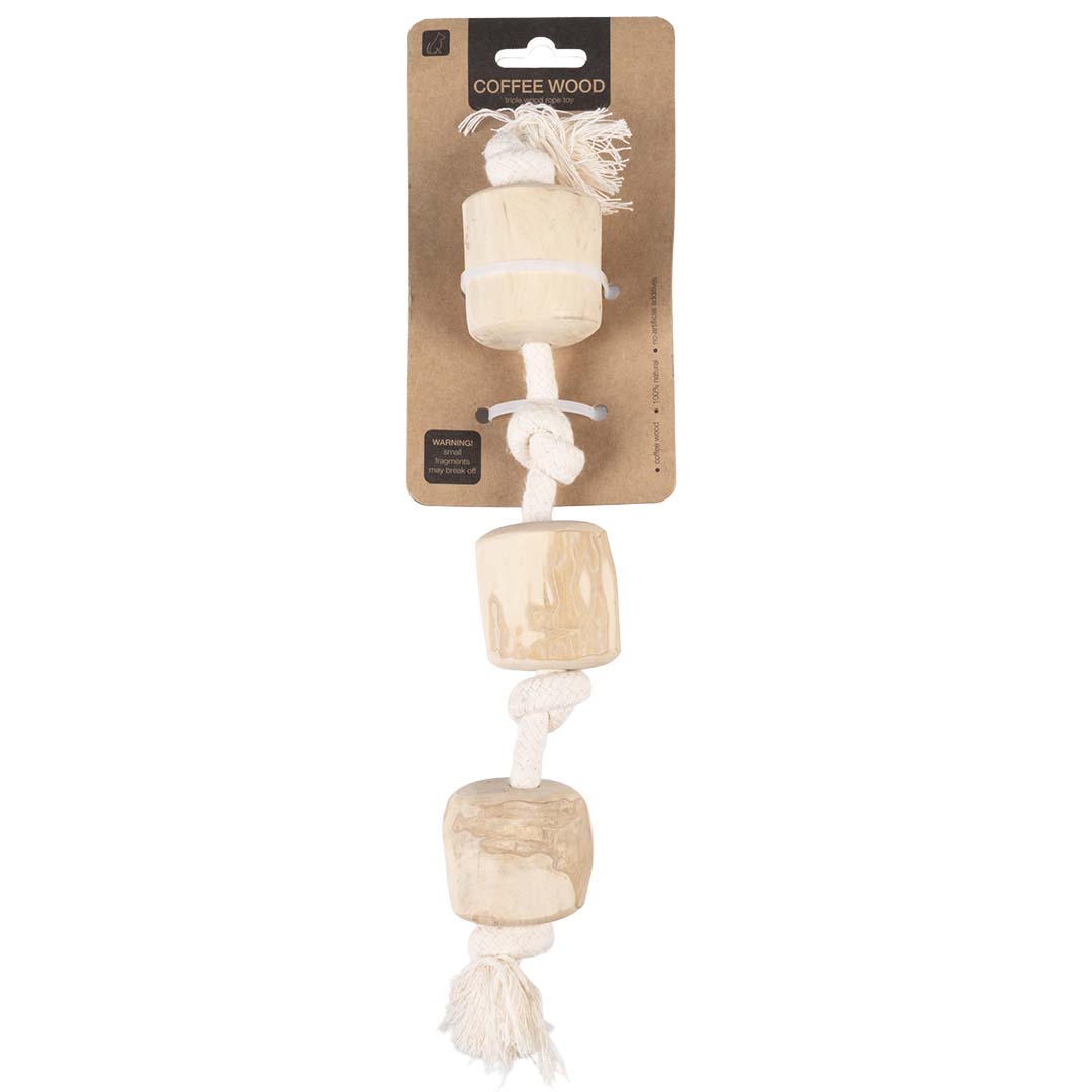 Touwspeeltje koffiehout Triple Wood Bruin - Verpakkingsbeeld